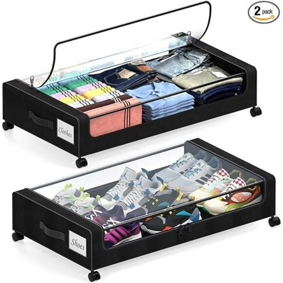 Under bed storage bins with wheels 2 pack large clothes organizer containers - Picture 7 of 7